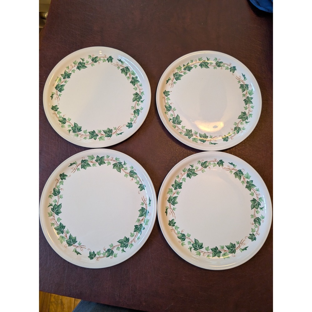 Homer Laughlin Debutante Green Ivy Dinner Plates Set of 4 Vintage USA‎ 10 Inch